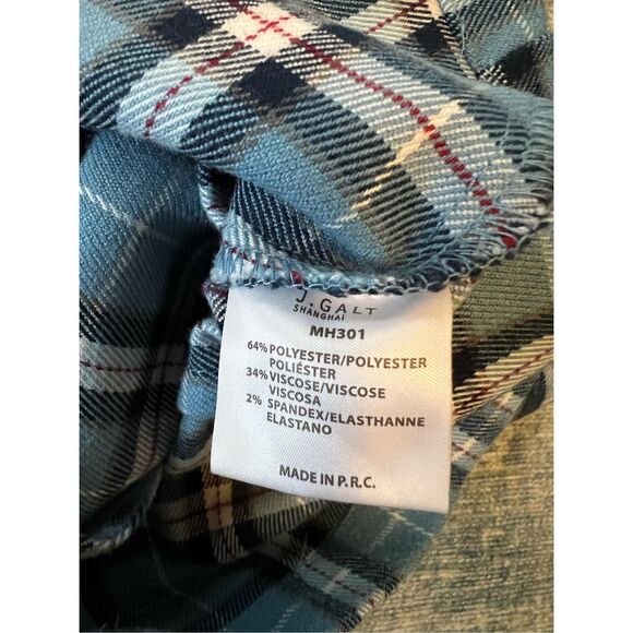 John Galt Blue Plaid Cropped Button Front Top One Size (XS / S) - Picture 7 of 8